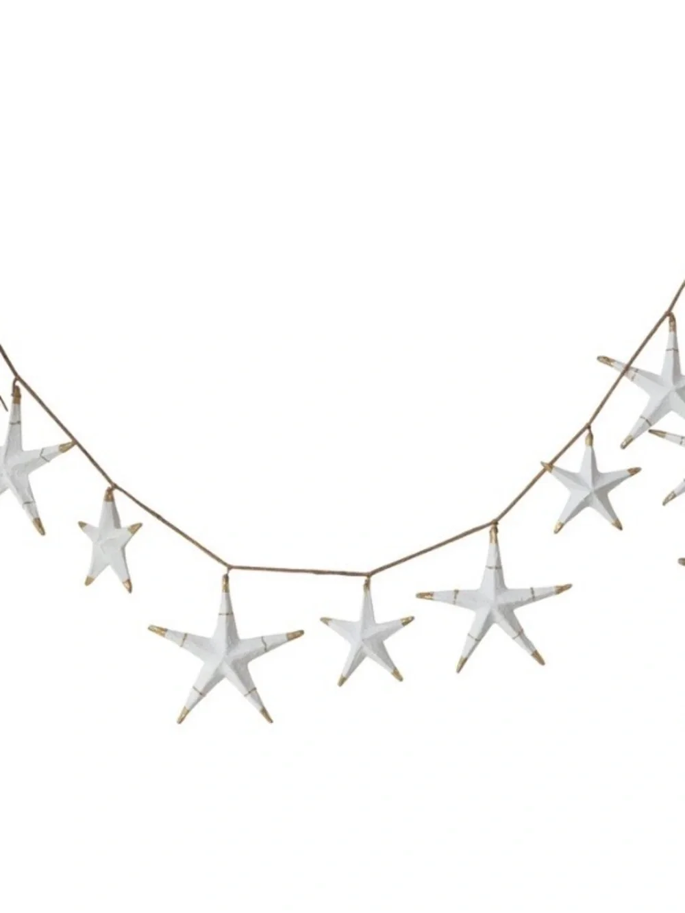Anthropologie Stars and Orbs Christmas Garland White Metallic Gold 72
